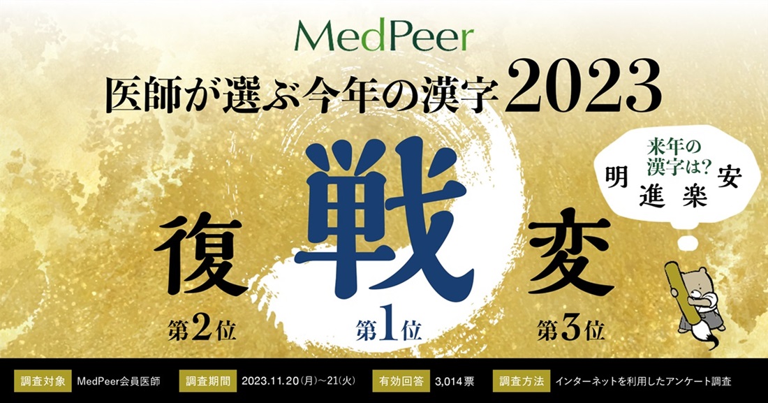 2023年「医師が選ぶ今年の漢字」1位は”戦”